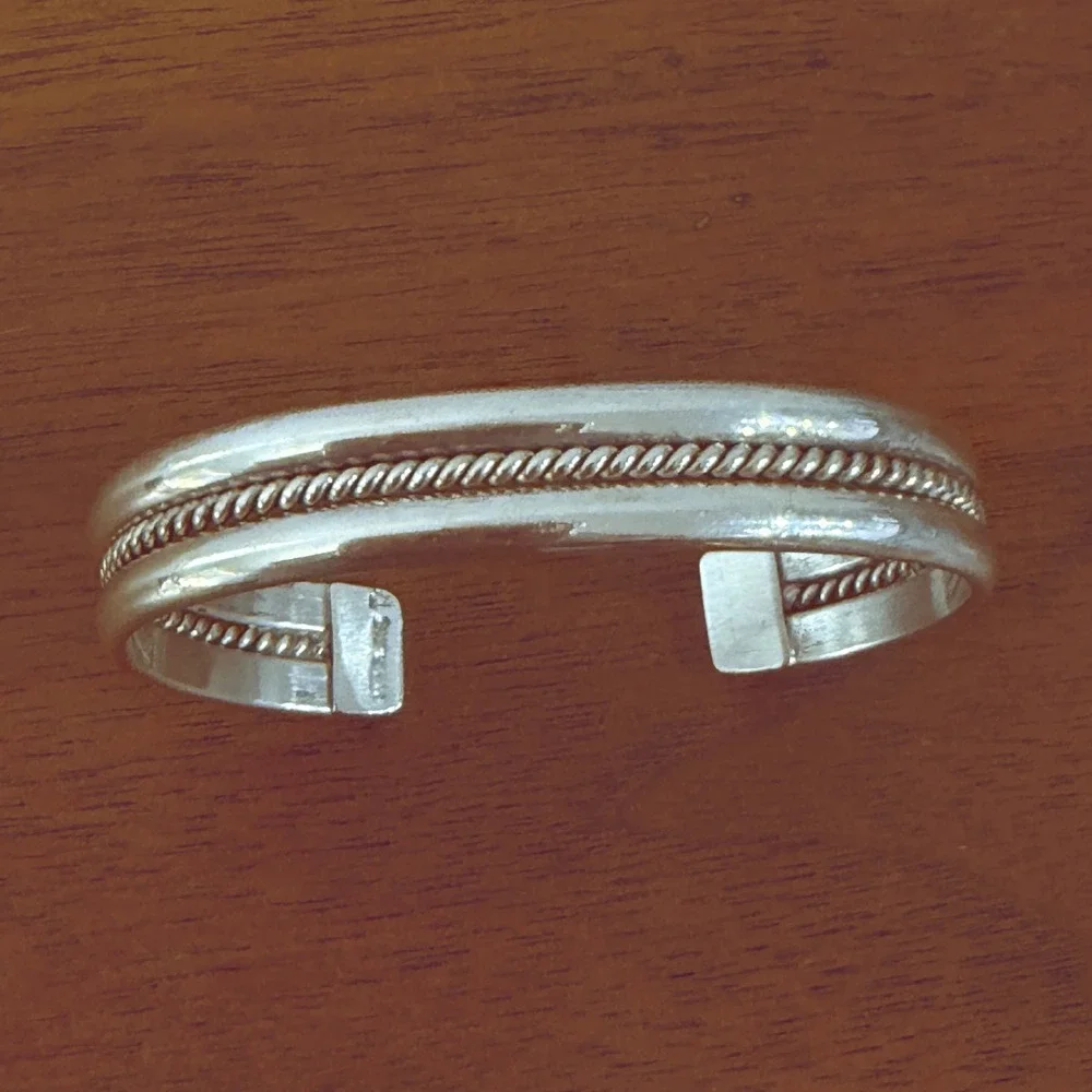 Vintage Sterling Silver Baby's Cuff Bracelet Navajo Style Marked 